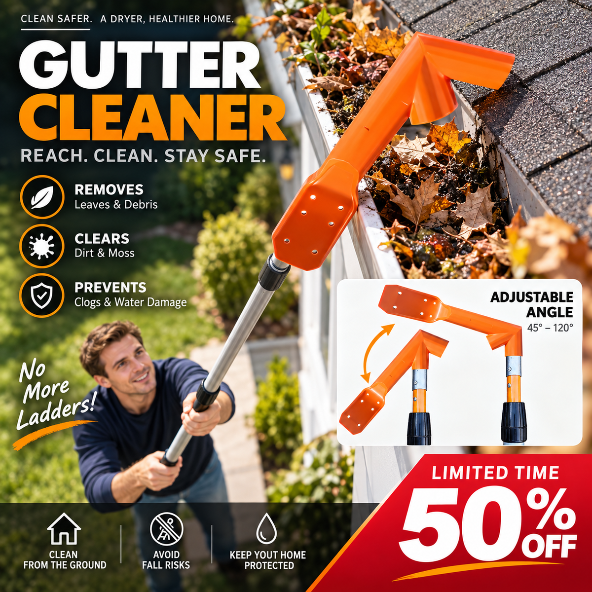 ✨🌧️ Outil de nettoyage réglable pour gouttières