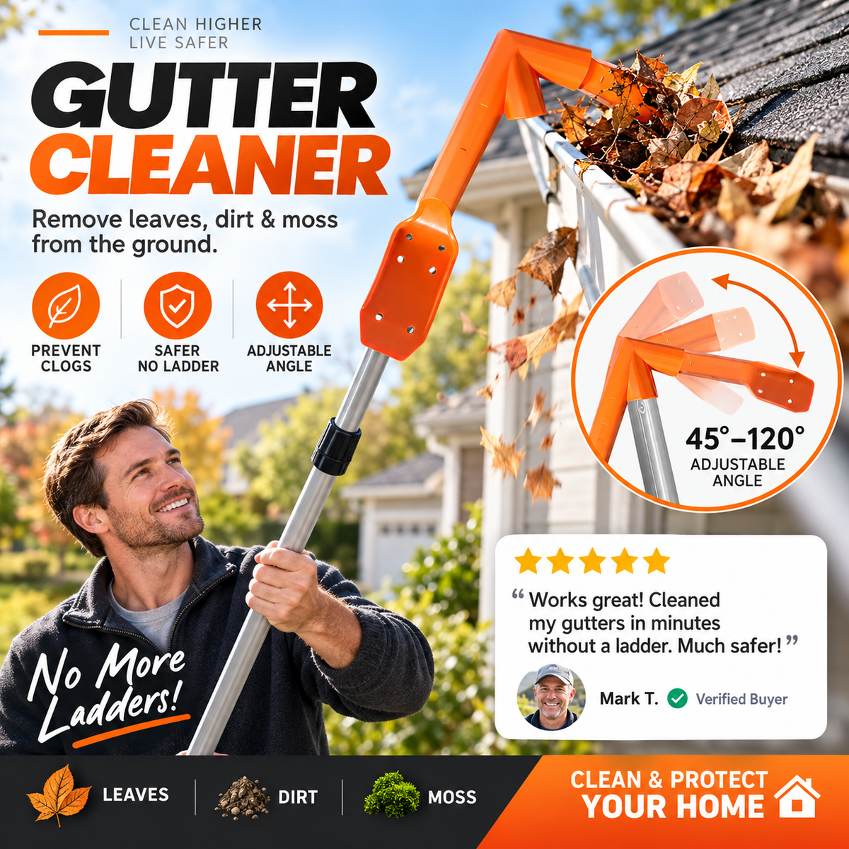 ✨🌧️ Outil de nettoyage réglable pour gouttières