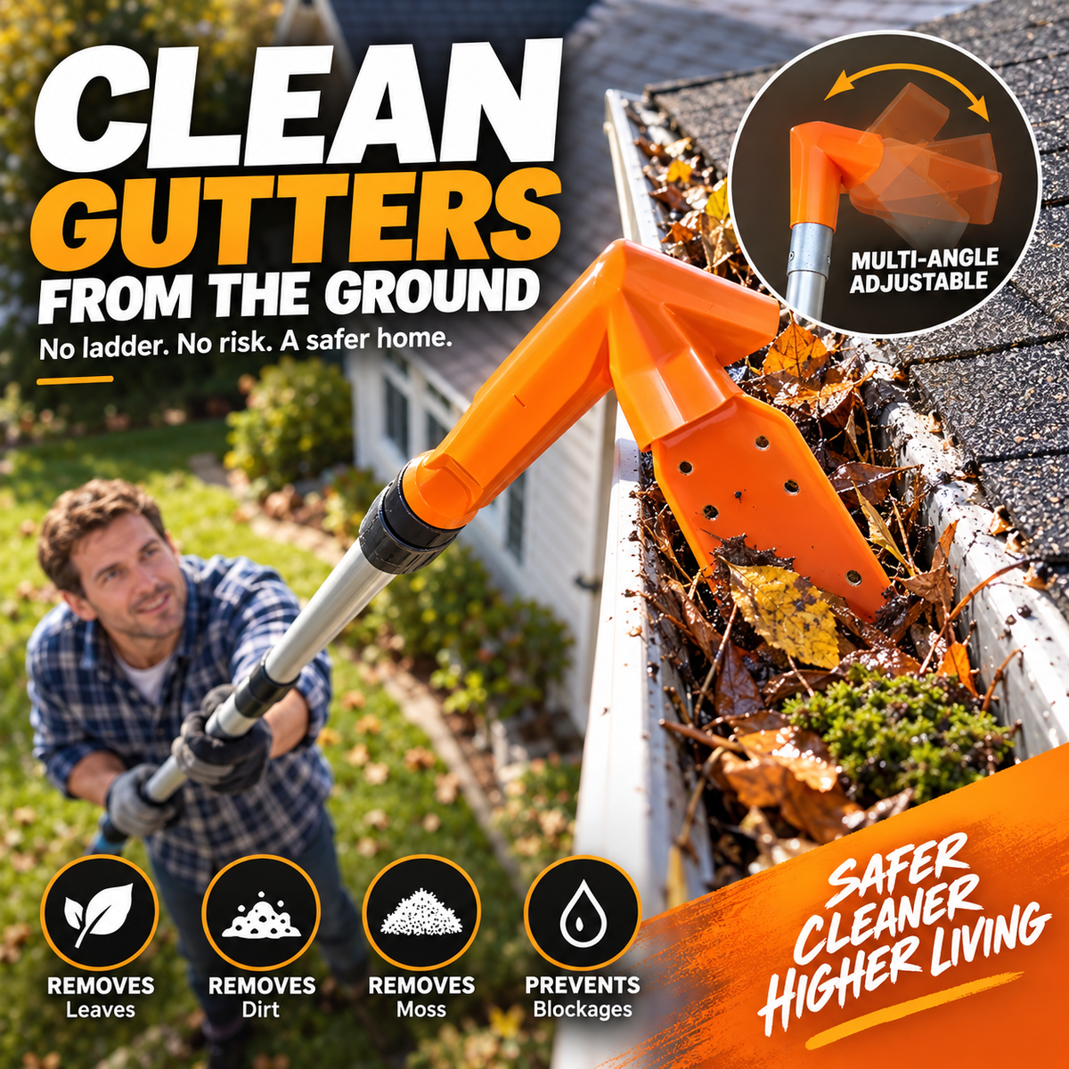 ✨🌧️ Outil de nettoyage réglable pour gouttières