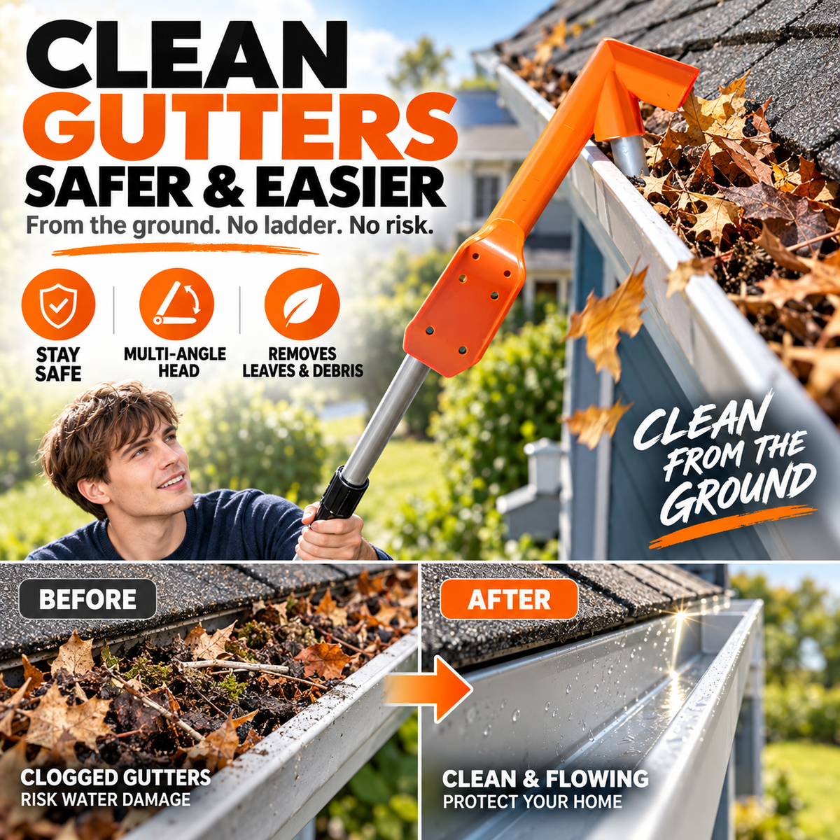 ✨🌧️ Outil de nettoyage réglable pour gouttières
