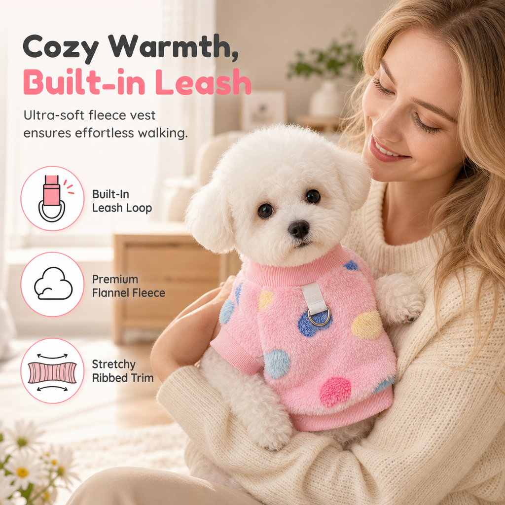 🐕 2 + 1 GRATUIT – Pull chaud pour chien avec anneau pour laisse intégré | Confortable à l'intérieur comme à l'extérieur | Pour les journées froides