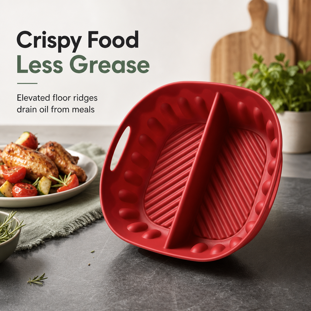 Doublure en silicone réutilisable avec compartiments pour friteuse à air chaud