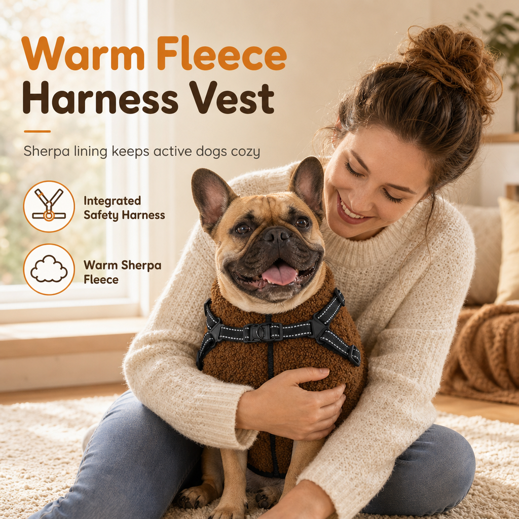 ⏳ OFFRE LIMITÉE : 50 % DE RÉDUCTION 💥 Manteau d'hiver chaud pour chien avec bandes réfléchissantes et harnais – Isolation en polaire Teddy moelleuse, harnais sécurisé à deux anneaux en D métalliques