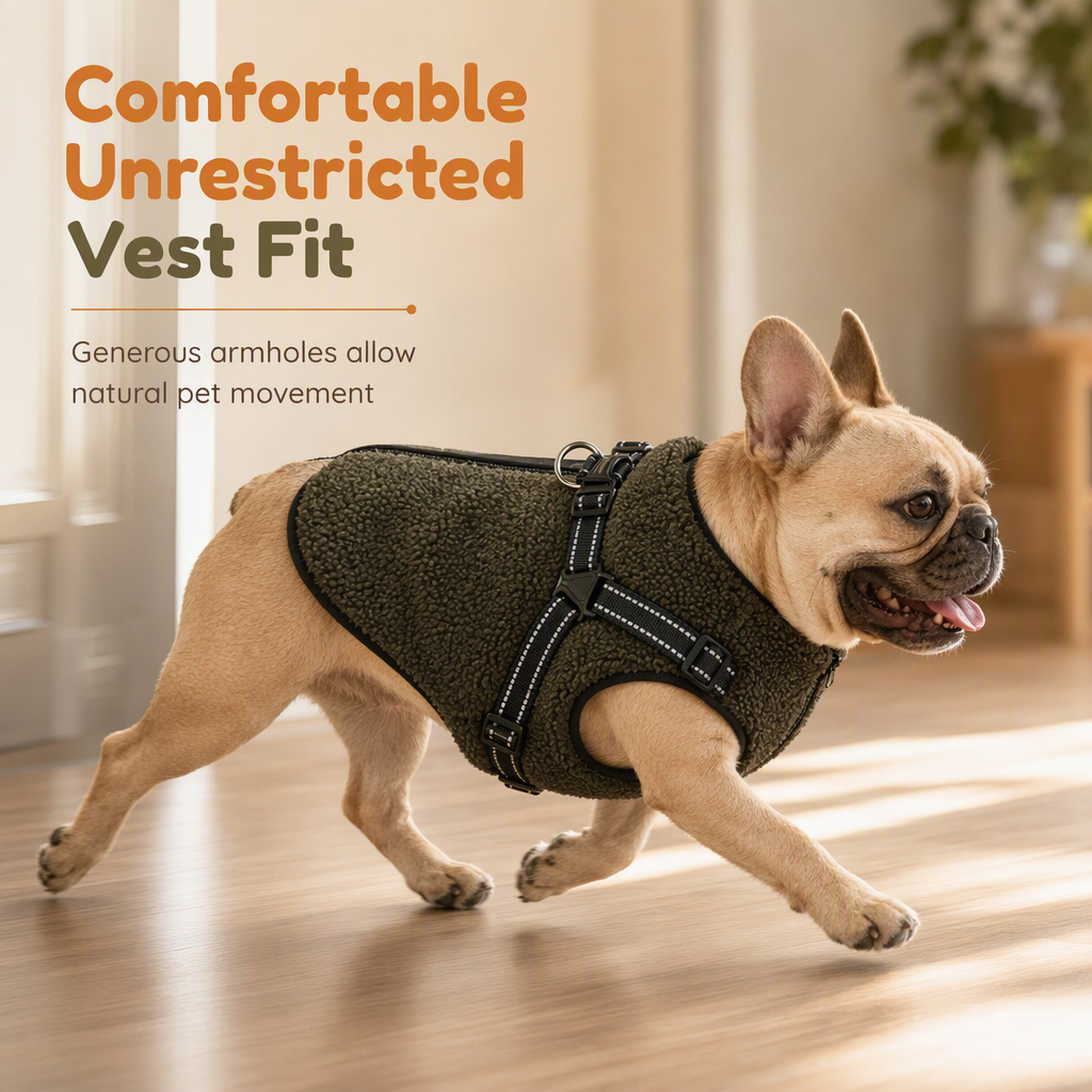 ⏳ OFFRE LIMITÉE : 50 % DE RÉDUCTION 💥 Manteau d'hiver chaud pour chien avec bandes réfléchissantes et harnais – Isolation en polaire Teddy moelleuse, harnais sécurisé à deux anneaux en D métalliques
