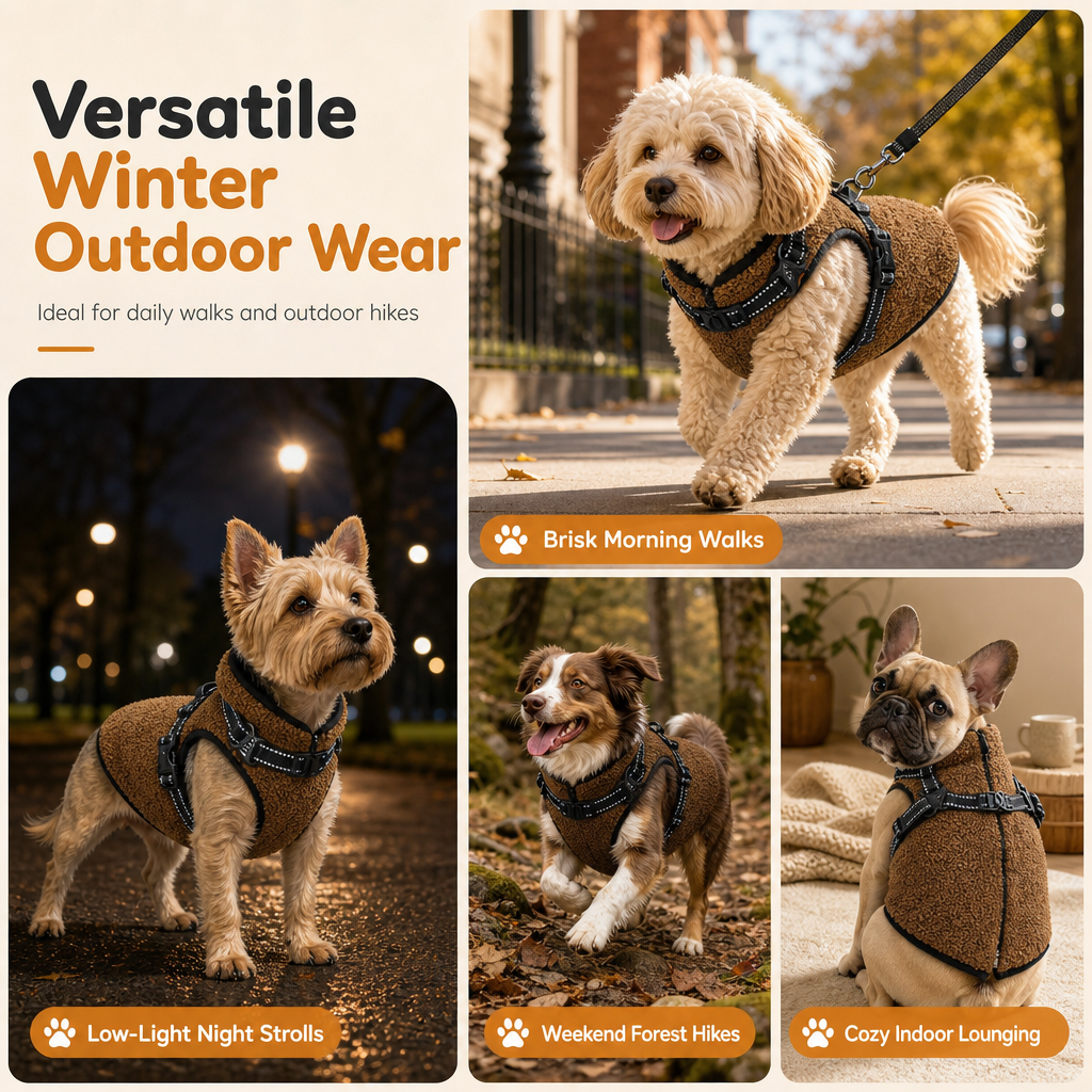 ⏳ OFFRE LIMITÉE : 50 % DE RÉDUCTION 💥 Manteau d'hiver chaud pour chien avec bandes réfléchissantes et harnais – Isolation en polaire Teddy moelleuse, harnais sécurisé à deux anneaux en D métalliques