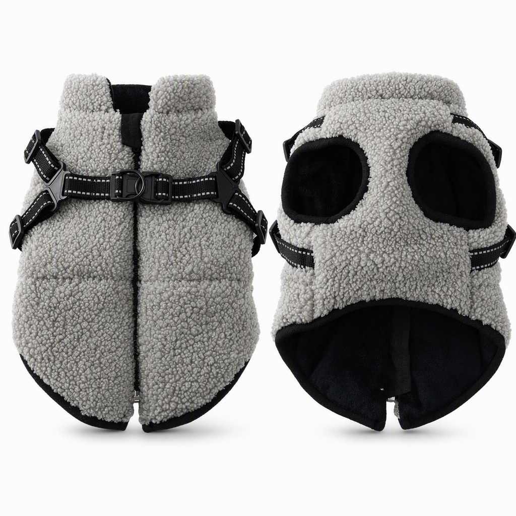 ⏳ OFFRE LIMITÉE : 50 % DE RÉDUCTION 💥 Manteau d'hiver chaud pour chien avec bandes réfléchissantes et harnais – Isolation en polaire Teddy moelleuse, harnais sécurisé à deux anneaux en D métalliques