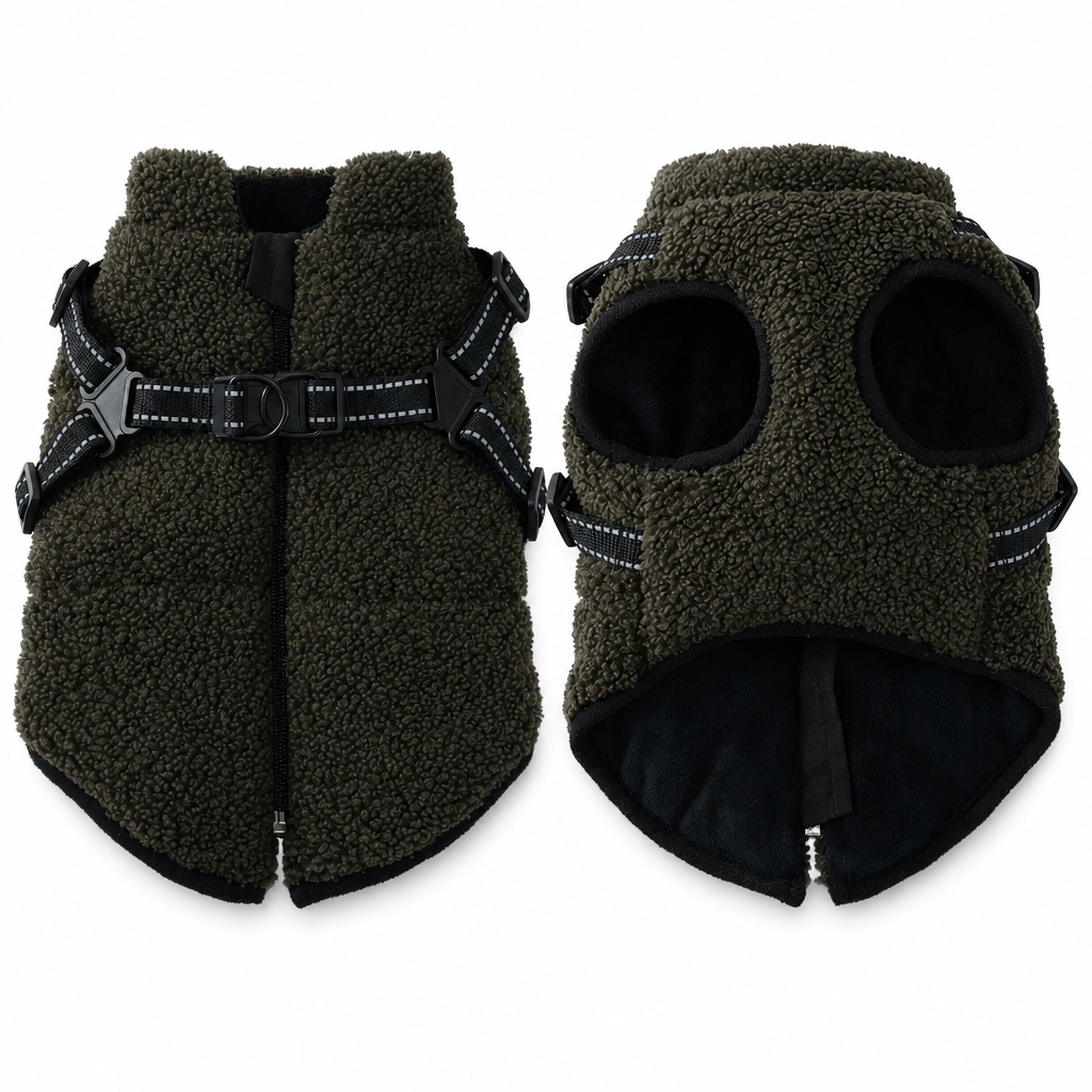 ⏳ OFFRE LIMITÉE : 50 % DE RÉDUCTION 💥 Manteau d'hiver chaud pour chien avec bandes réfléchissantes et harnais – Isolation en polaire Teddy moelleuse, harnais sécurisé à deux anneaux en D métalliques