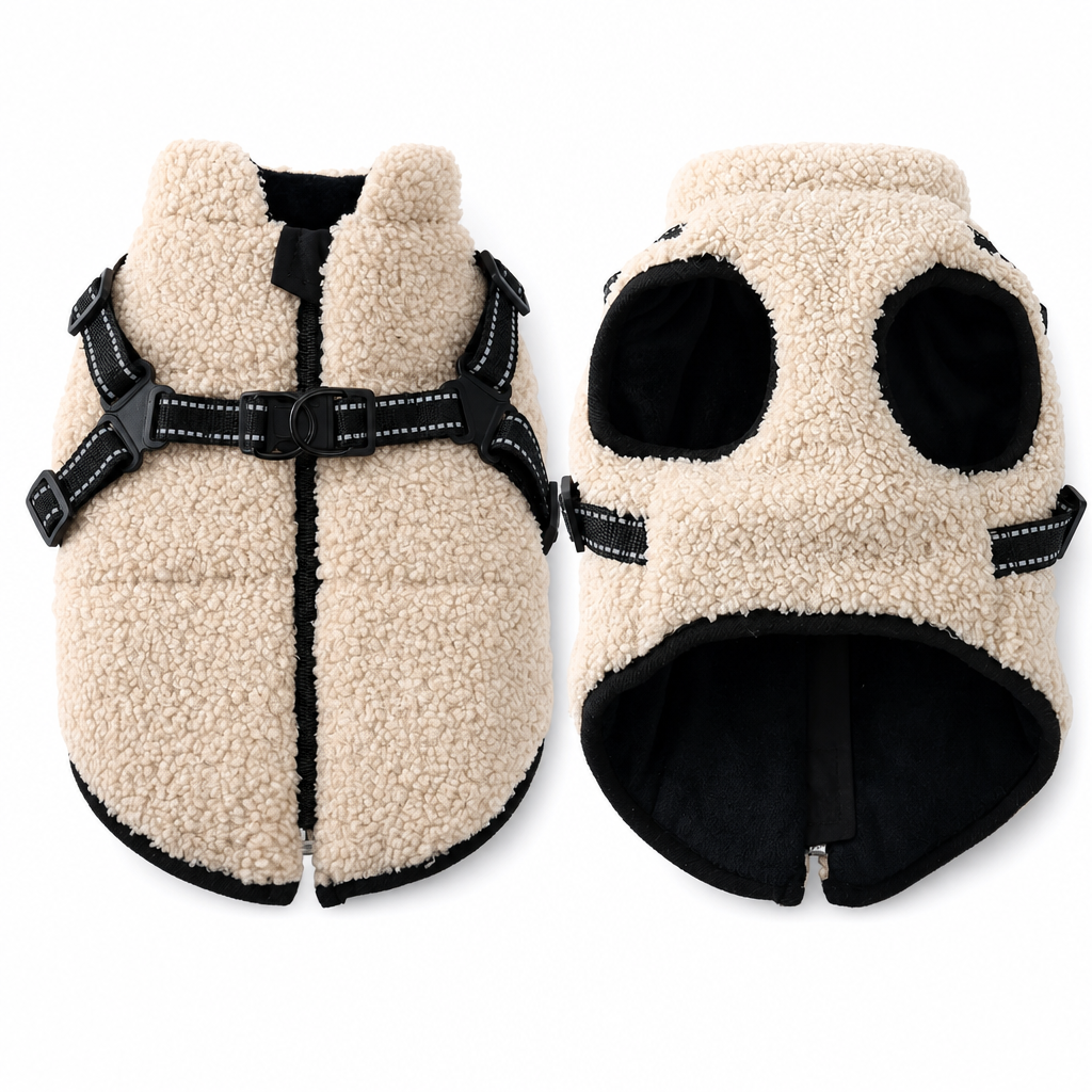 ⏳ OFFRE LIMITÉE : 50 % DE RÉDUCTION 💥 Manteau d'hiver chaud pour chien avec bandes réfléchissantes et harnais – Isolation en polaire Teddy moelleuse, harnais sécurisé à deux anneaux en D métalliques