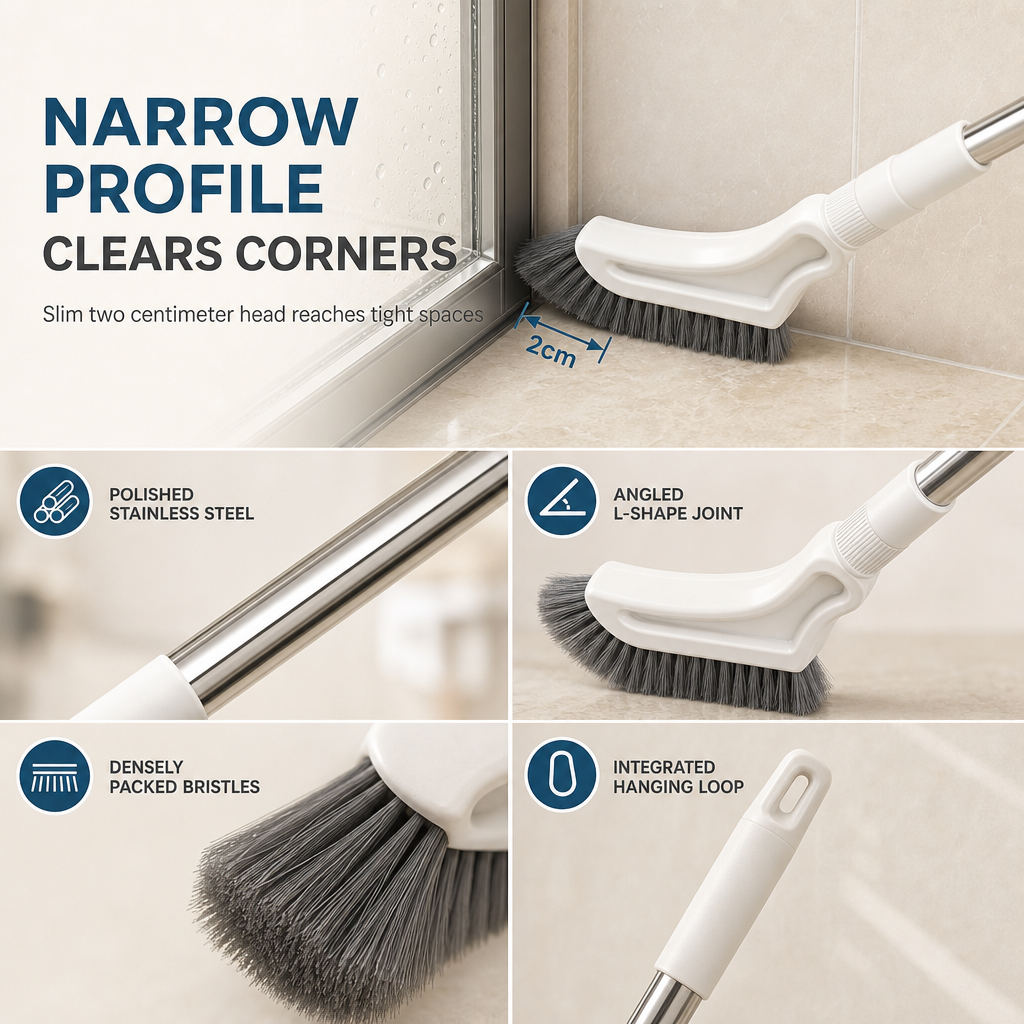 Brosse à récurer multifonctionnelle à long manche télescopique