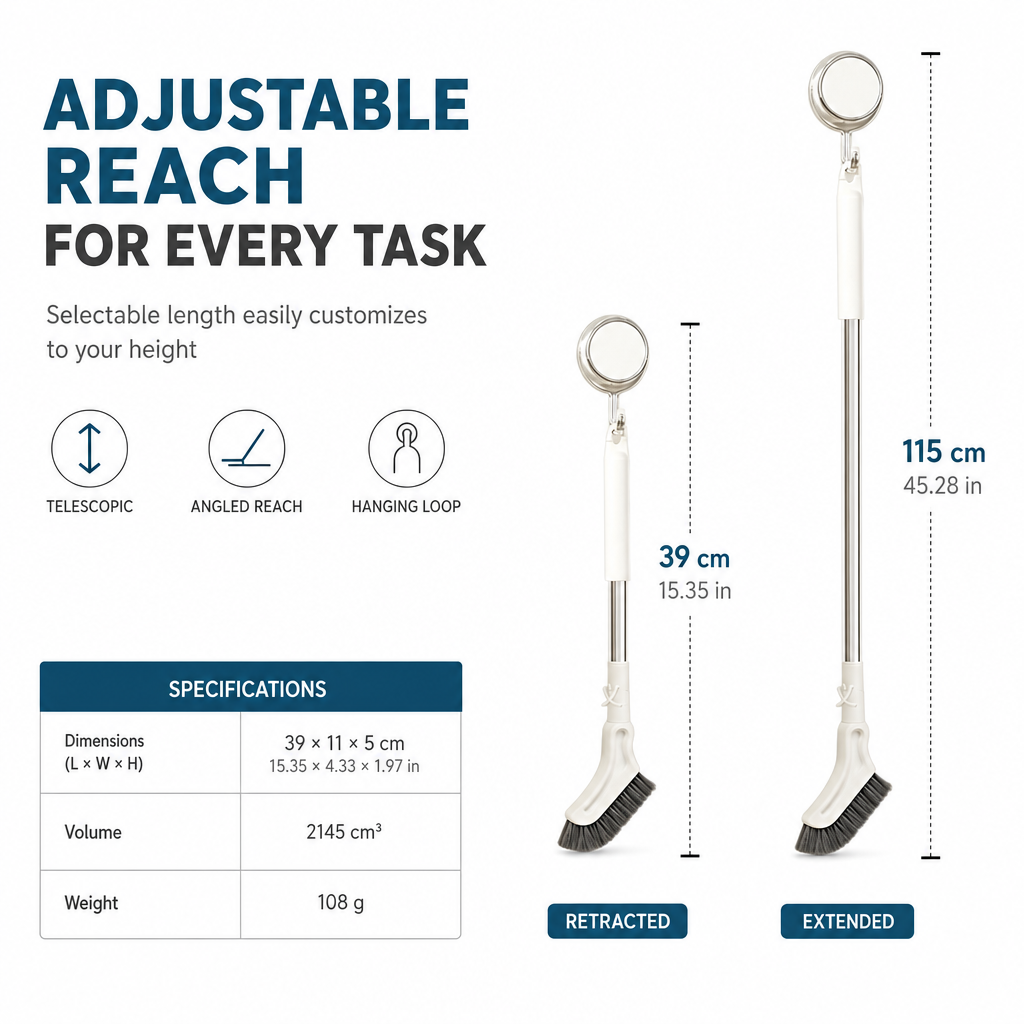 Brosse à récurer multifonctionnelle à long manche télescopique