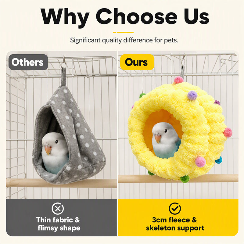 🐦 50% DE RÉDUCTION! ☁️ Lit suspendu pour oiseaux – Polaire corail & confort ✨