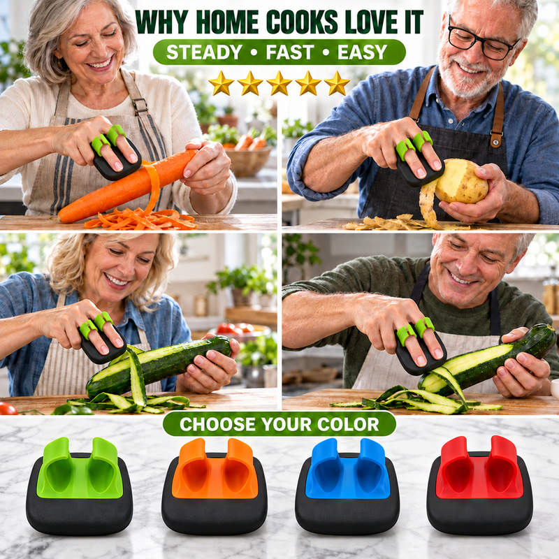Éplucheur ergonomique à deux doigts pour fruits et légumes
