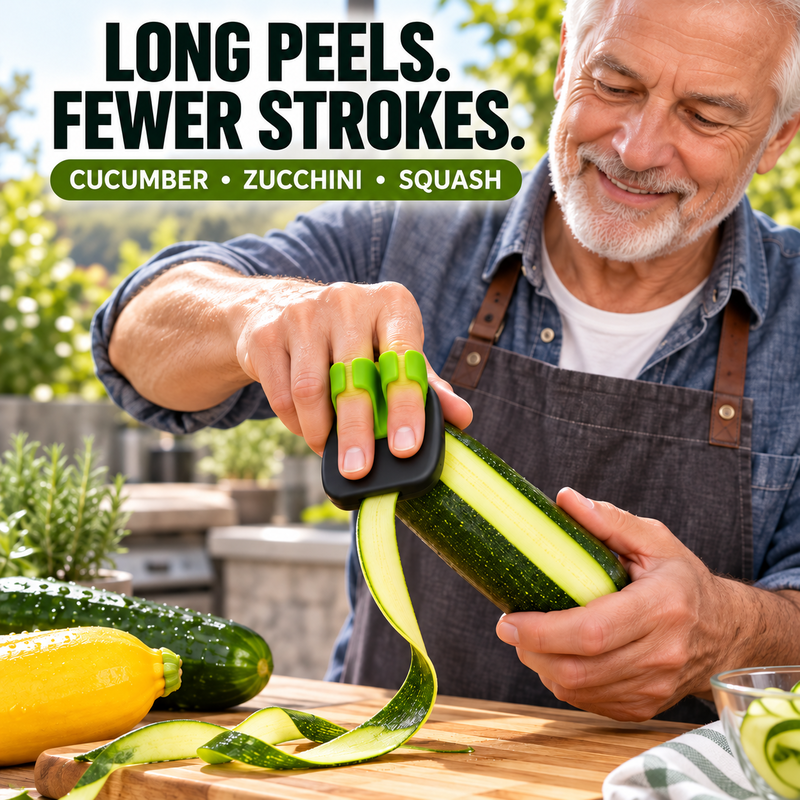 Éplucheur ergonomique à deux doigts pour fruits et légumes