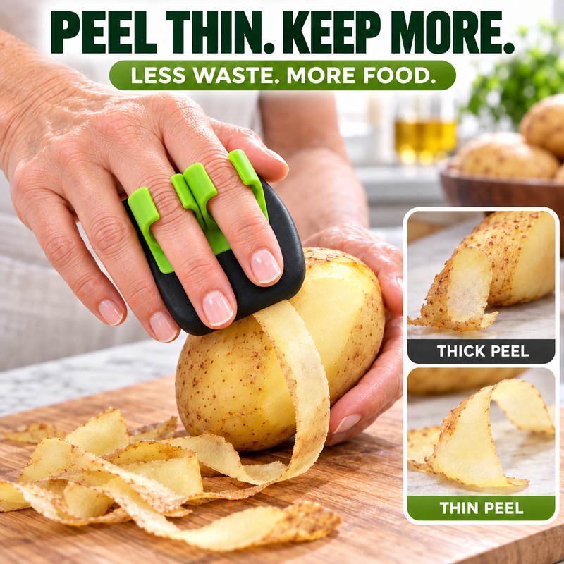 Éplucheur ergonomique à deux doigts pour fruits et légumes