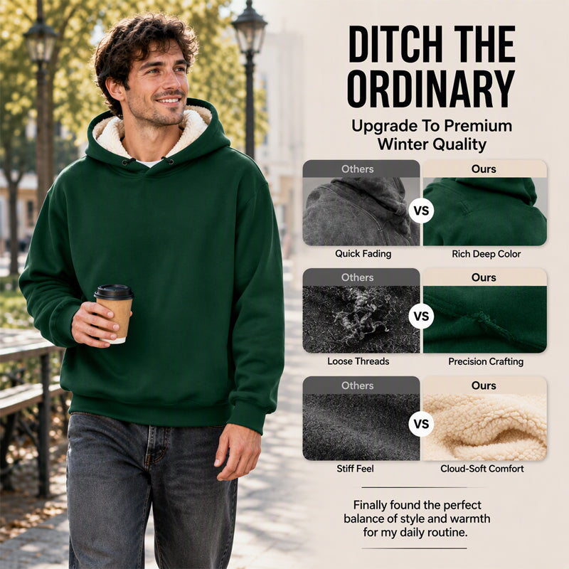 【M-5XL】🔥Pull à capuche pour homme, épais, avec doublure en sherpa