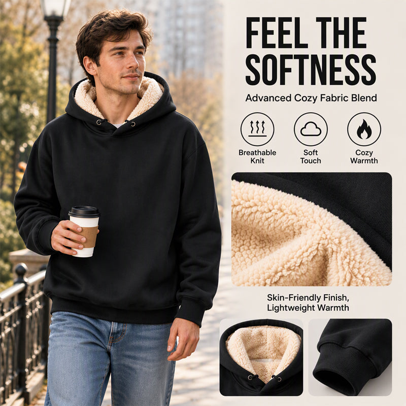 【M-5XL】🔥Pull à capuche pour homme, épais, avec doublure en sherpa