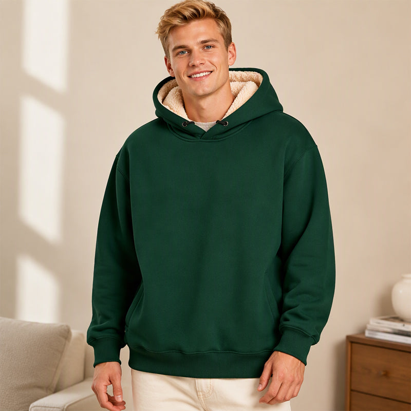 【M-5XL】🔥Pull à capuche pour homme, épais, avec doublure en sherpa