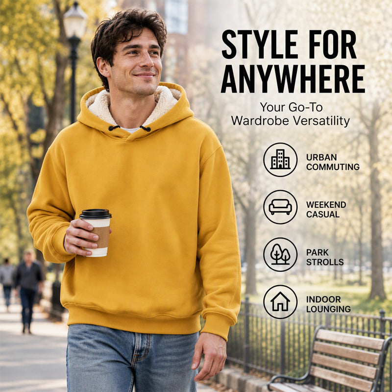 【M-5XL】🔥Pull à capuche pour homme, épais, avec doublure en sherpa