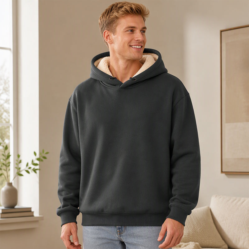【M-5XL】🔥Pull à capuche pour homme, épais, avec doublure en sherpa