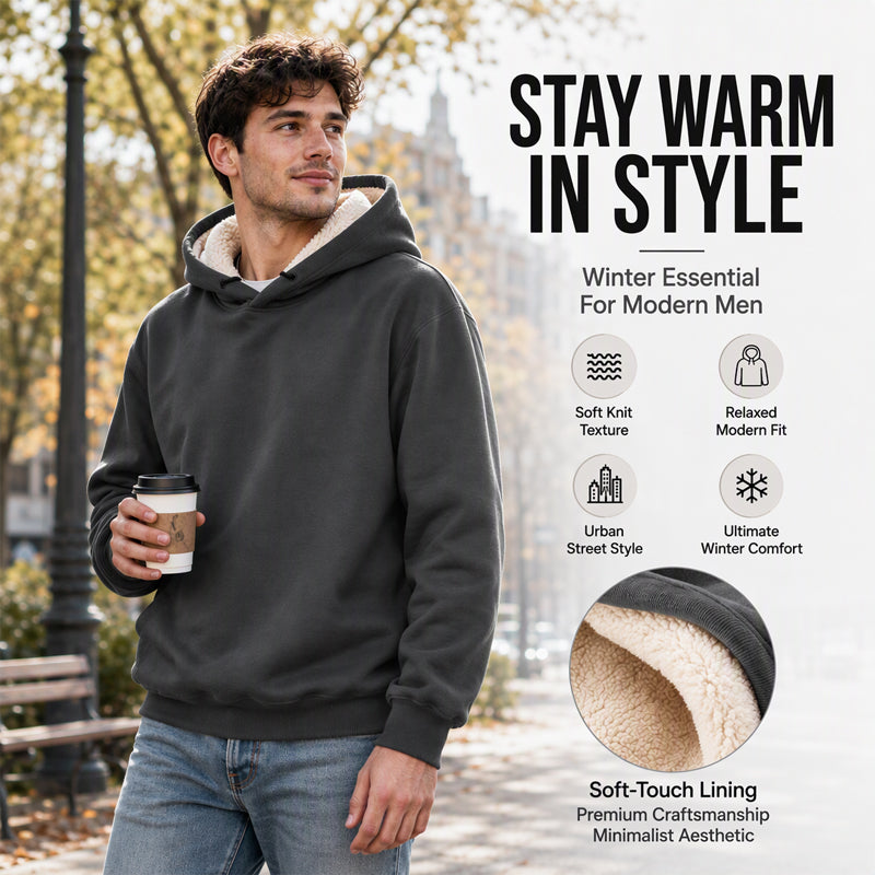 【M-5XL】🔥Pull à capuche pour homme, épais, avec doublure en sherpa