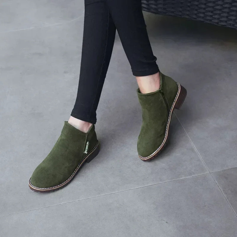 Bottines à talon bas et fermeture à glissière sur le côté pour femme