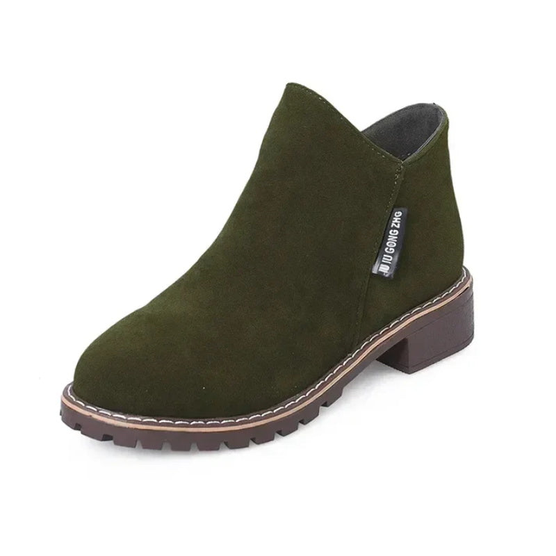 Bottines à talon bas et fermeture à glissière sur le côté pour femme