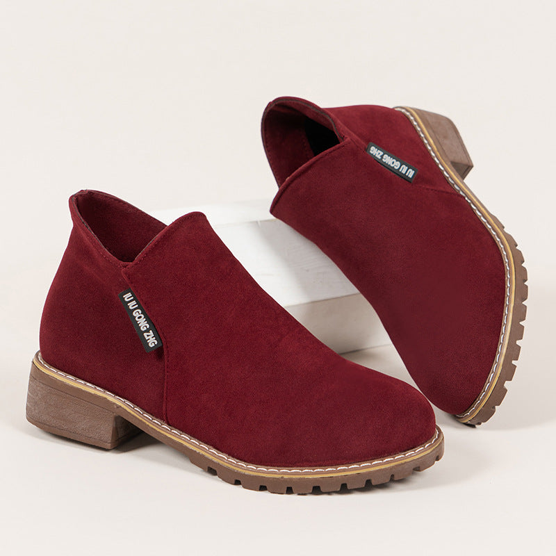 Bottines à talon bas et fermeture à glissière sur le côté pour femme