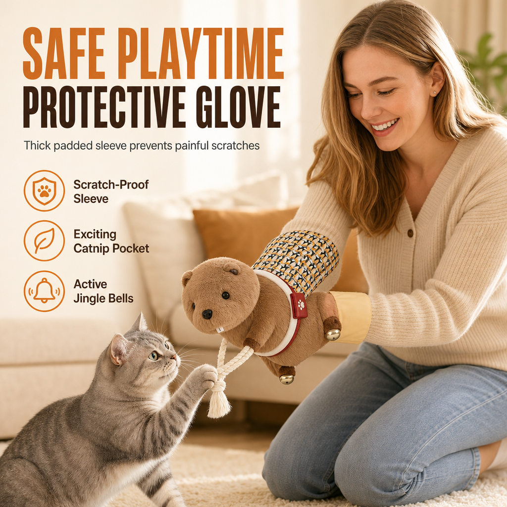 Gant de marionnette interactif en forme de chat lutteur