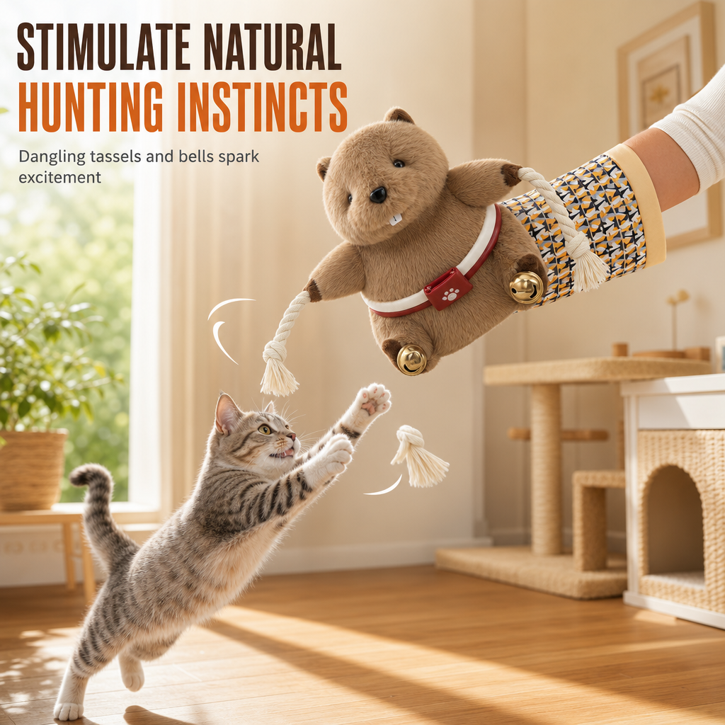 Gant de marionnette interactif en forme de chat lutteur